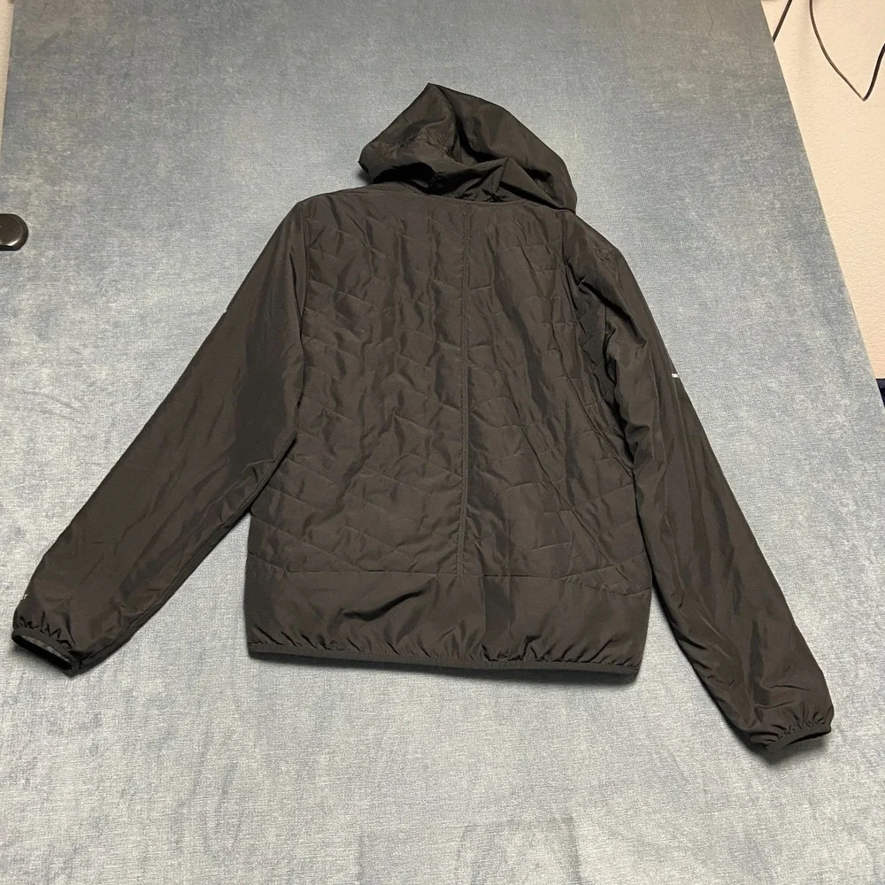 Nike Running Jacket Mens Large Black Hooded Long Sleeve Full Zip Therma Fit